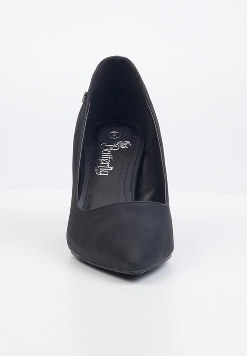 Butterfly Feet - Lena 1 barely there court block heel - black