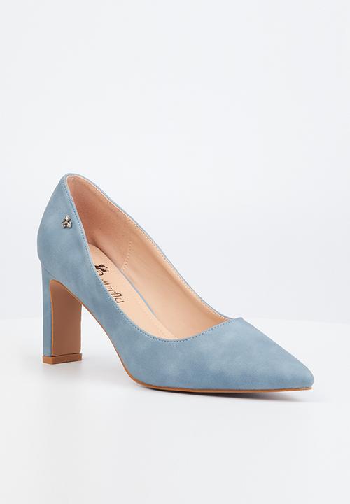 Butterfly Feet - Lena 1 barely there court block heel - blue