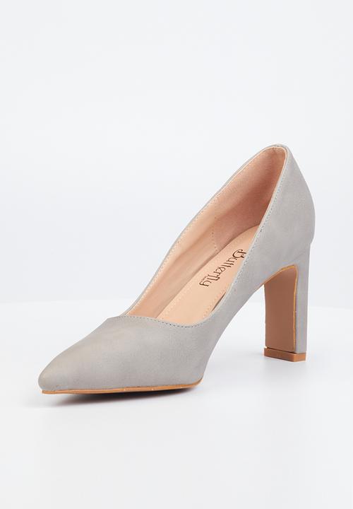 Butterfly Feet - Lena 1 barely there court block heel - grey