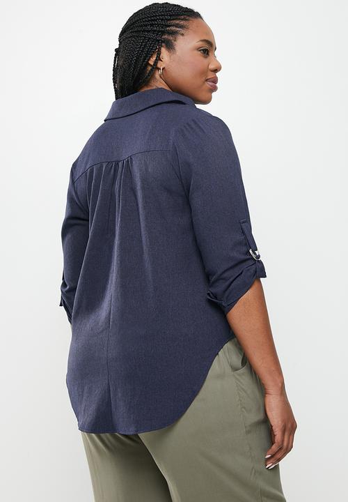 dailyfriday - Notch neck shirt - navy