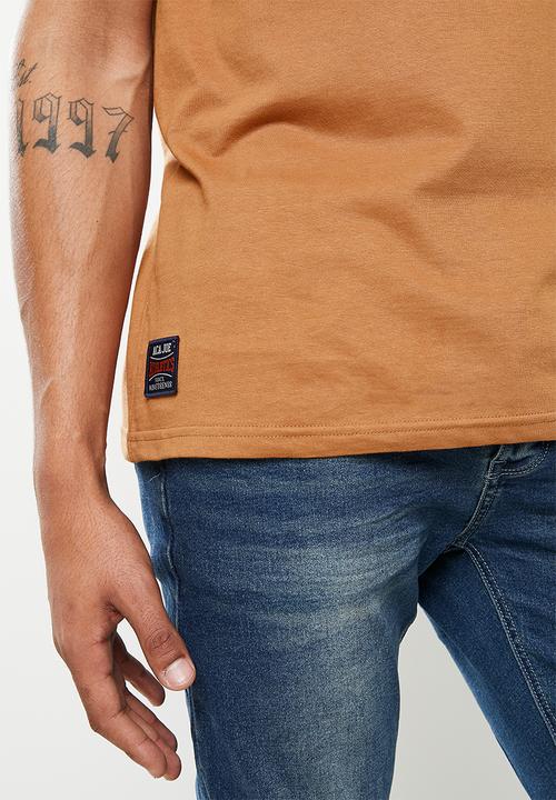 Aca Joe - Aca joe embossing on centre front crew tee - brown sugar