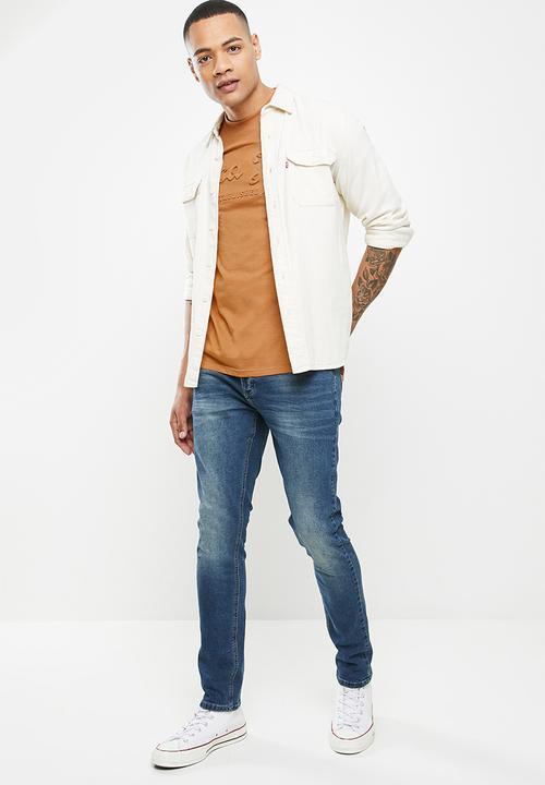 Aca Joe - Aca joe embossing on centre front crew tee - brown sugar