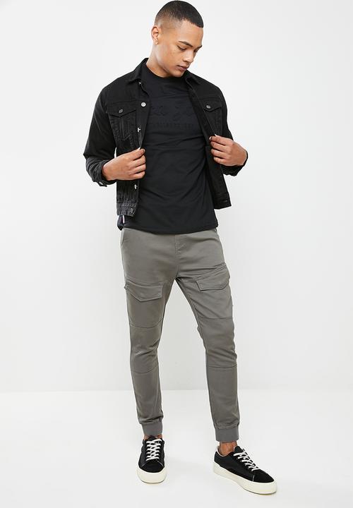 Aca Joe - Aca joe embossing on centre front crew tee - caviar