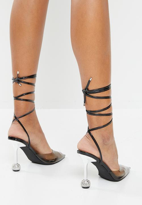 Miss Black - York1 ankle tie heel - black