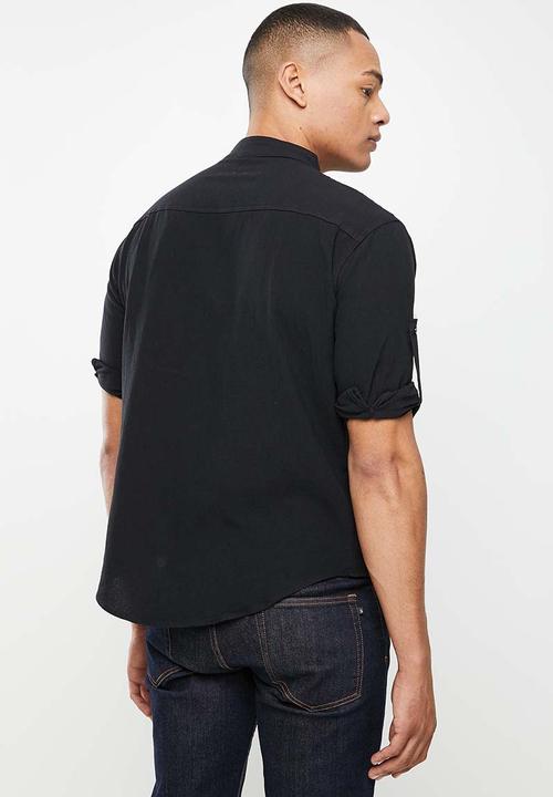 basicthread - Cotton mandarin shirt - black