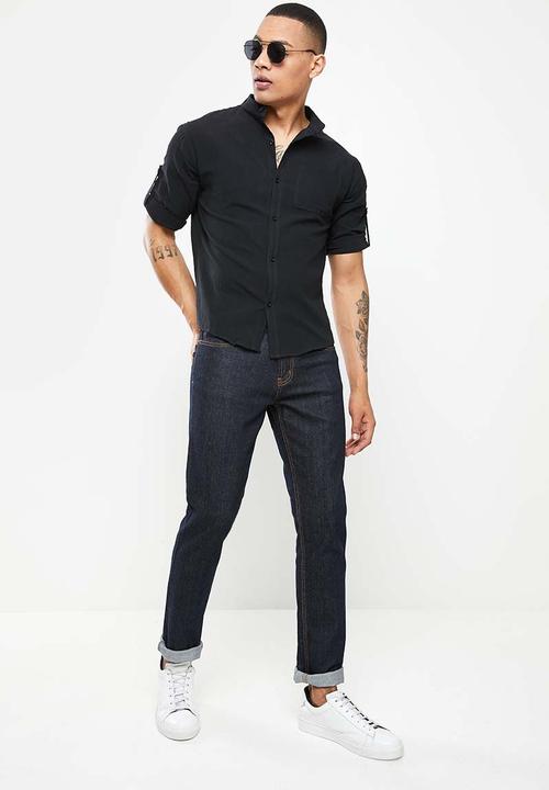 basicthread - Cotton mandarin shirt - black