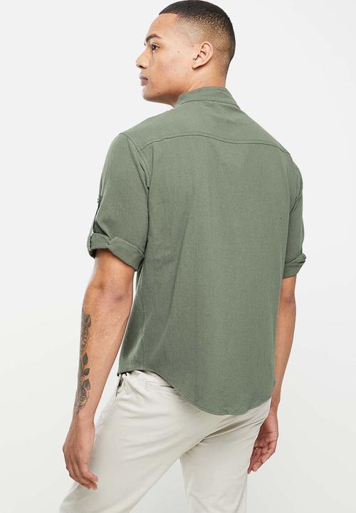 basicthread - Cotton mandarin shirt - khaki