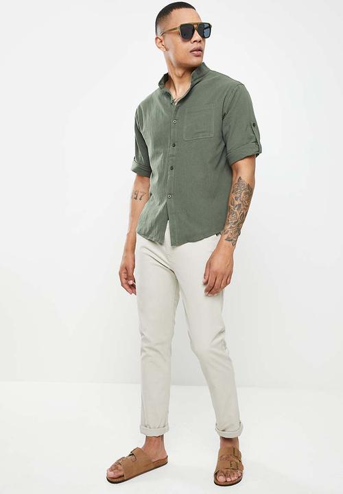 basicthread - Cotton mandarin shirt - khaki