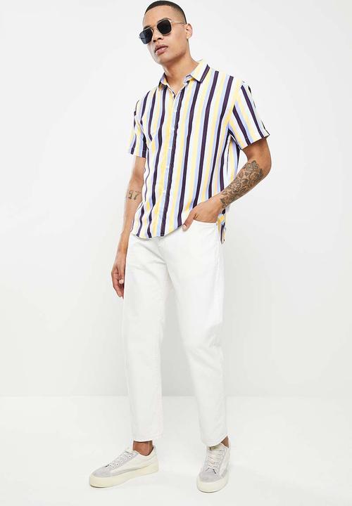basicthread - Vertical stripe shirt - white & navy