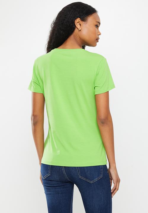 POLO - Jaquie short sleeve basic v neck T-shirt - green