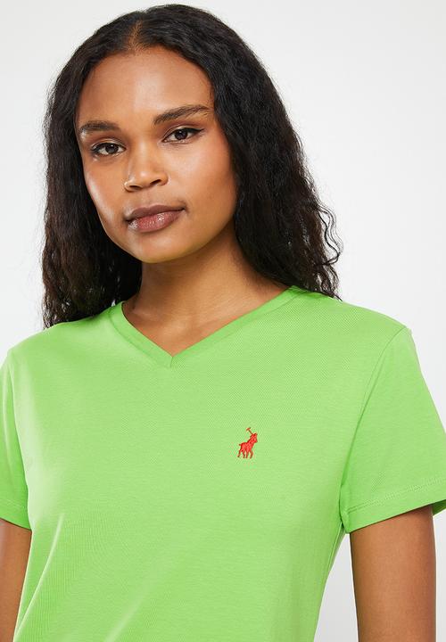 POLO - Jaquie short sleeve basic v neck T-shirt - green