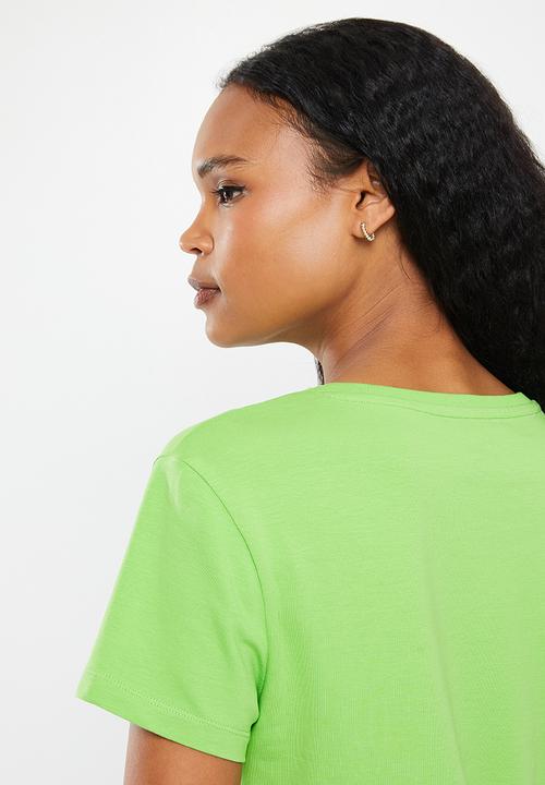 POLO - Jaquie short sleeve basic v neck T-shirt - green