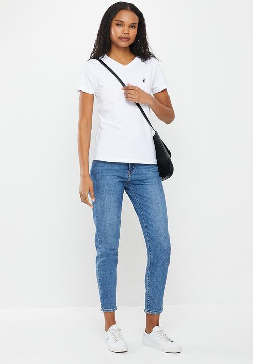 POLO - Kelly basic short sleeve essential v neck stretch T-shirt - white