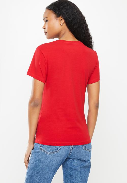 POLO - Allie basic short sleeve essential crew neck T-shirt - red