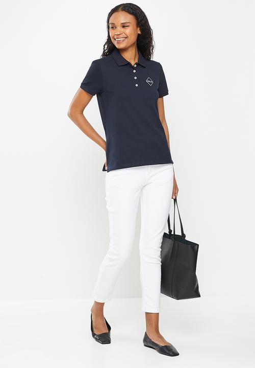 POLO - Demi short sleeve golfer with embroidery - navy