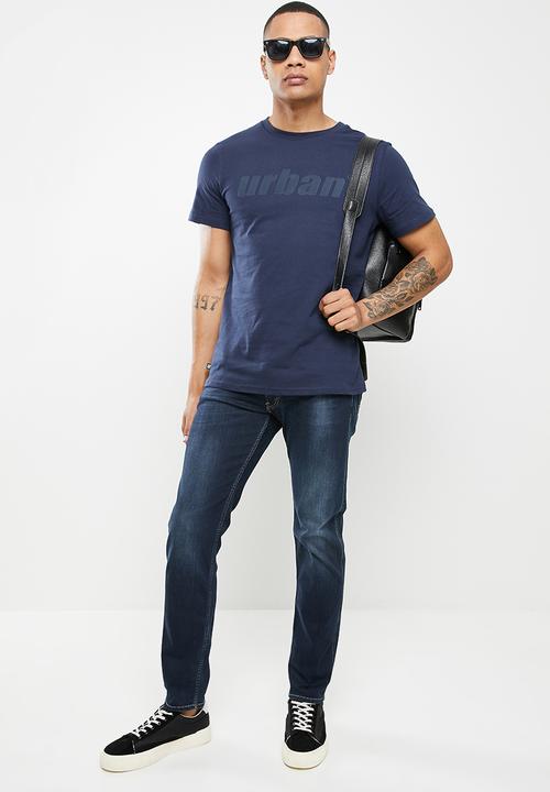 urban° - Urban high square branded tee - navy