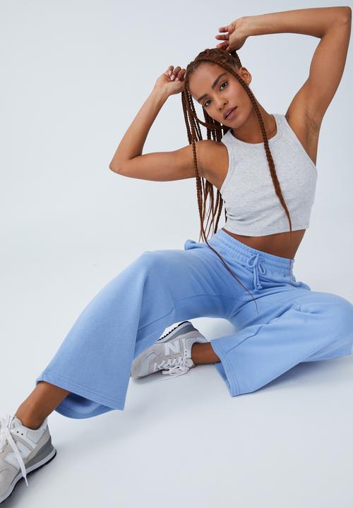 Cotton On - Plush wide leg track pant - vivid blue