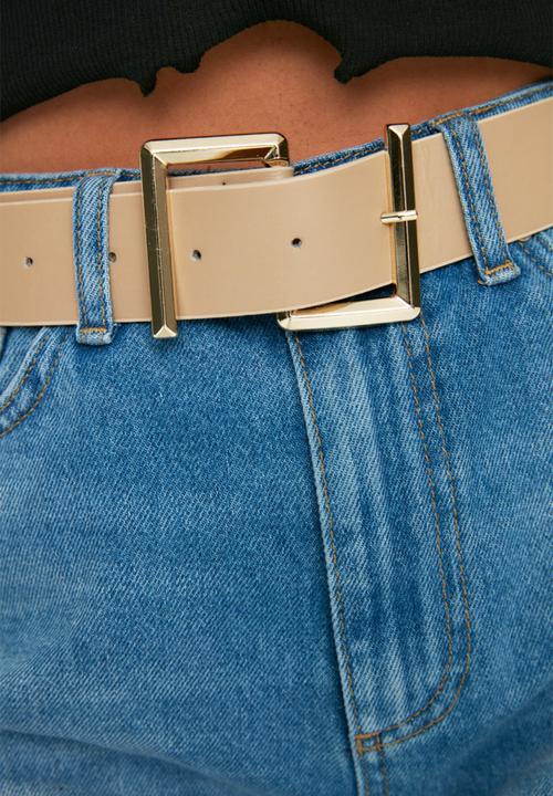 Trendyol - Sqaure detail buckle 2 pack belts - black/taupe