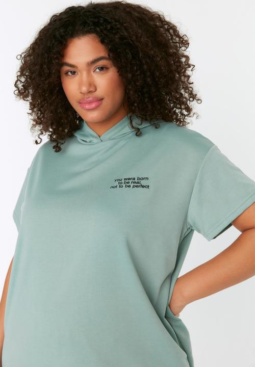 Trendyol - Plus hooded bottom-top set - mint