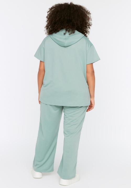 Trendyol - Plus hooded bottom-top set - mint