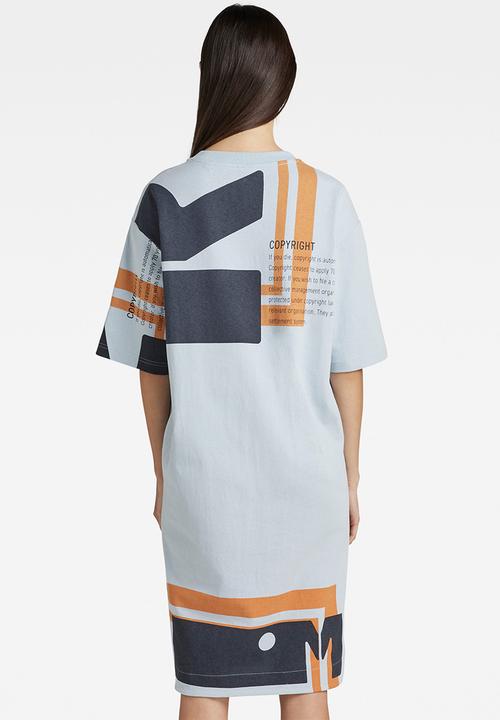 G-STAR - Printed gr loose dress 1\2 sl - dk ice