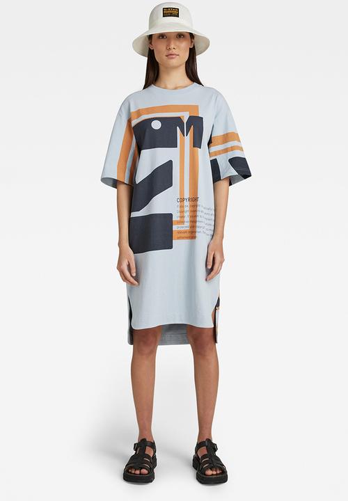 G-STAR - Printed gr loose dress 1\2 sl - dk ice