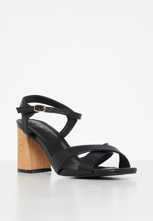 edit - Kerry open block heel - black