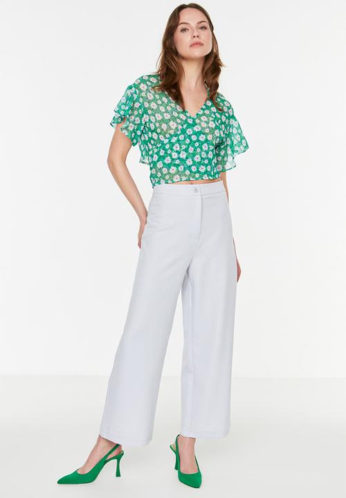 Trendyol - Floral sheer blouse - green