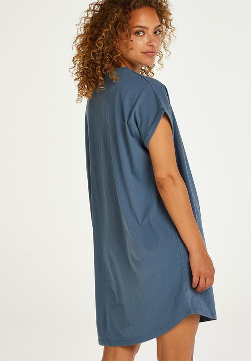 Hunkemoller - Nightie caps r-neck  - china blue