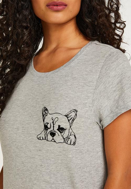 Hunkemoller - Nightie r-neck short sleeve - light grey melange
