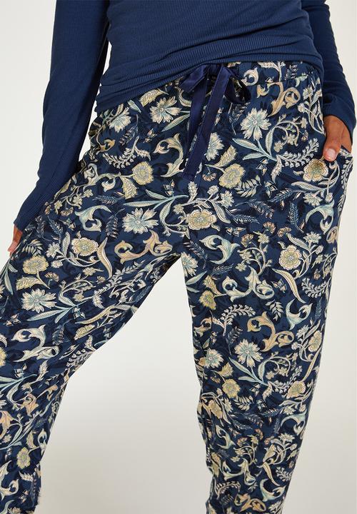 Hunkemoller - Pant jersey block print - dark denim