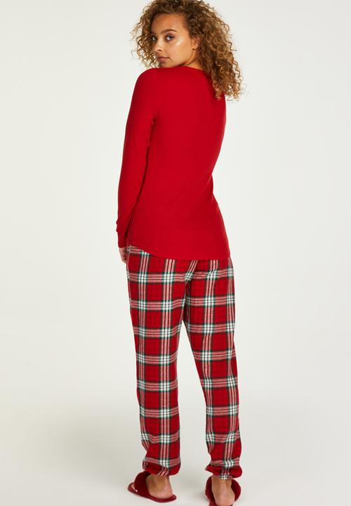 Hunkemoller - Pant twill check cuff - samba