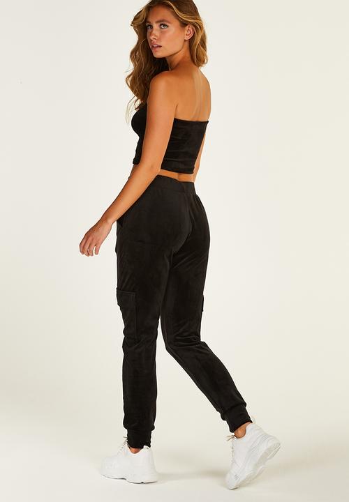 Hunkemoller - Jogger velours cargo - black