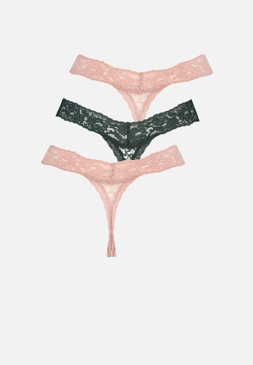 Hunkemoller - 3-pack strings - nostalgia rose