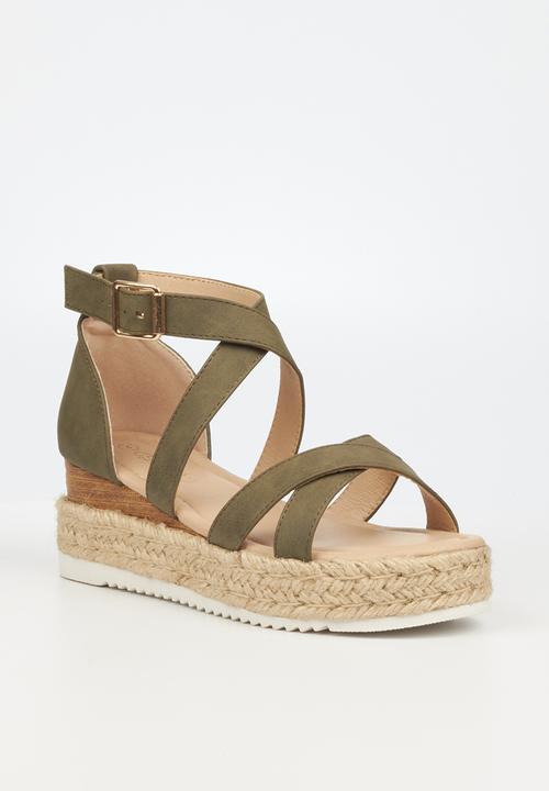 Miss Black - Steffi10 espadrille wedge heel - olive