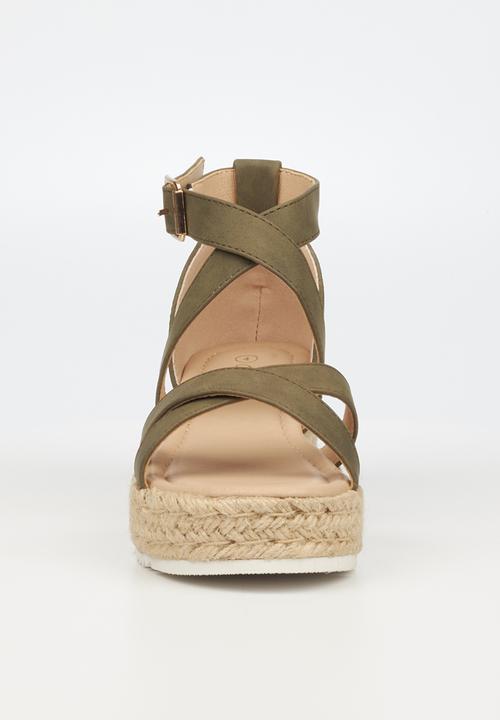 Miss Black - Steffi10 espadrille wedge heel - olive