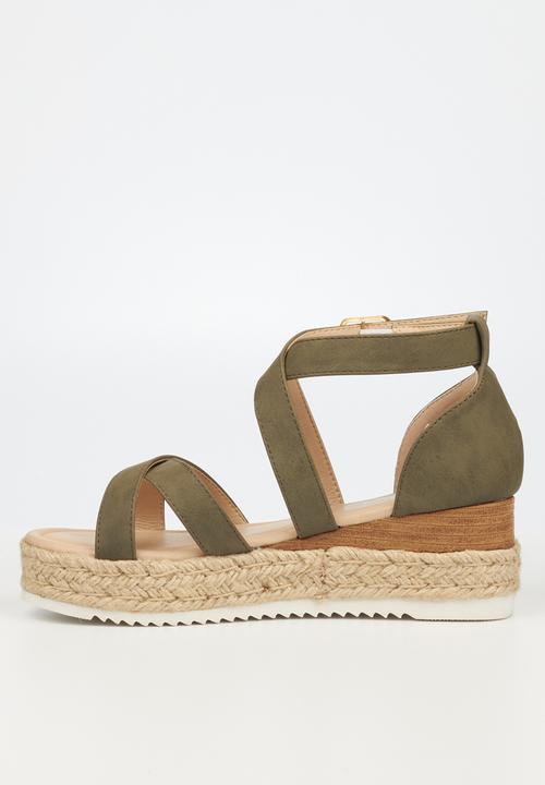 Miss Black - Steffi10 espadrille wedge heel - olive