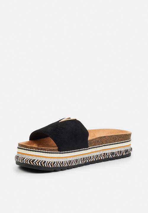 Miss Black - Prima1 flatform espadrille slide - black