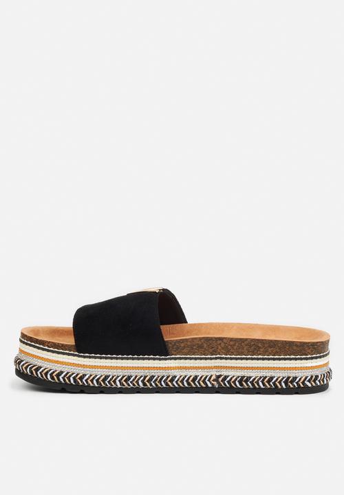 Miss Black - Prima1 flatform espadrille slide - black