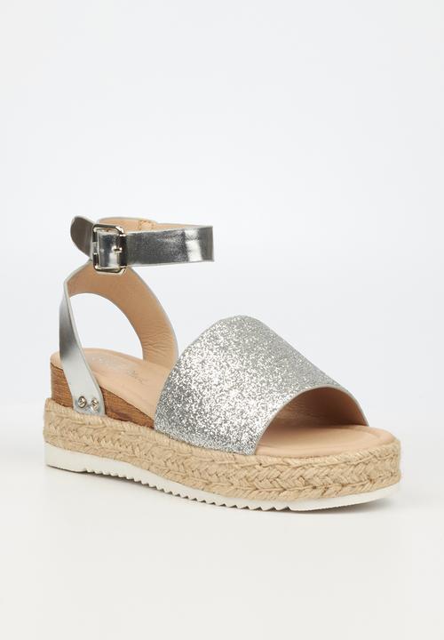 Miss Black - Steffi6 espadrille wedge heel - silver