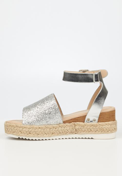 Miss Black - Steffi6 espadrille wedge heel - silver