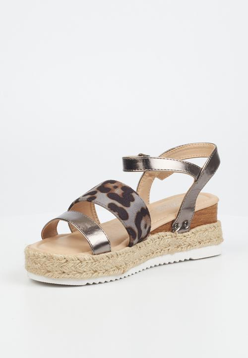 Miss Black - Steffi7 espadrille wedge heel - pewter combo