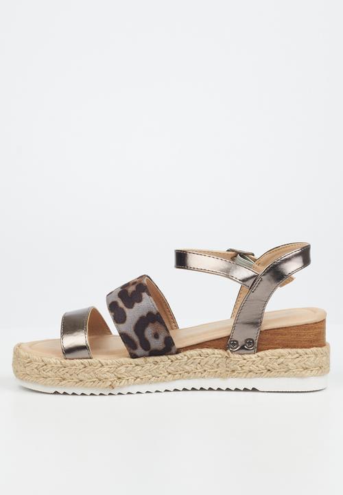 Miss Black - Steffi7 espadrille wedge heel - pewter combo
