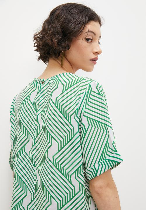 Superbalist - Basic woven tee shell - green optical geo