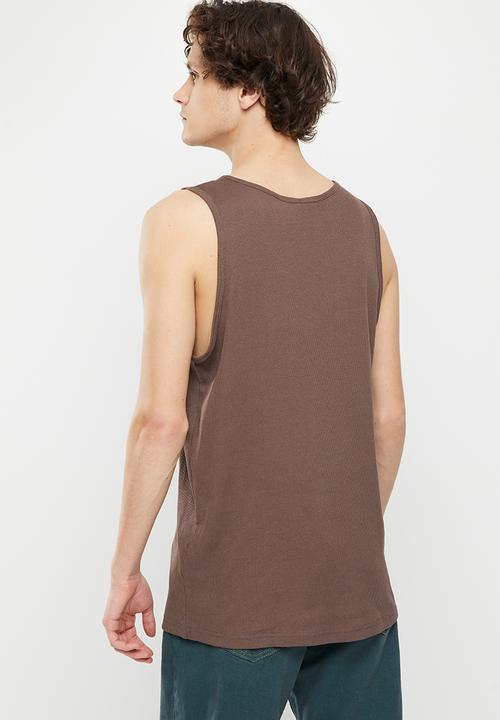 Cotton On - Loose fit rib tank - washed chocolate