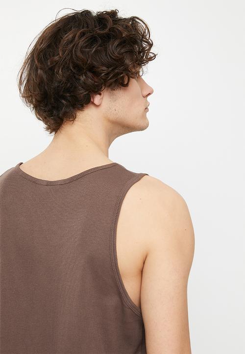 Cotton On - Loose fit rib tank - washed chocolate