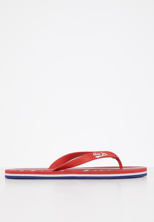 Aca Joe - Aj logo flip-flop - red