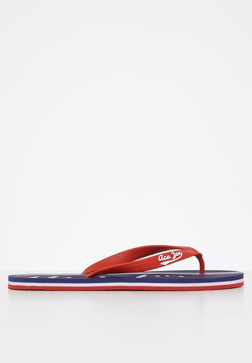 Aca Joe - Aj logo flip-flop - navy & red