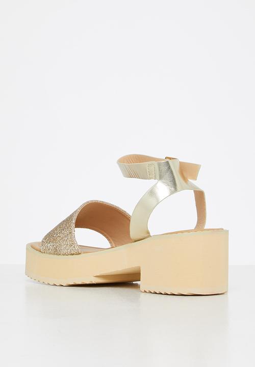 Miss Black - Grunge2 block heel - gold