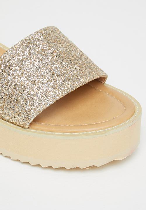 Miss Black - Grunge2 block heel - gold